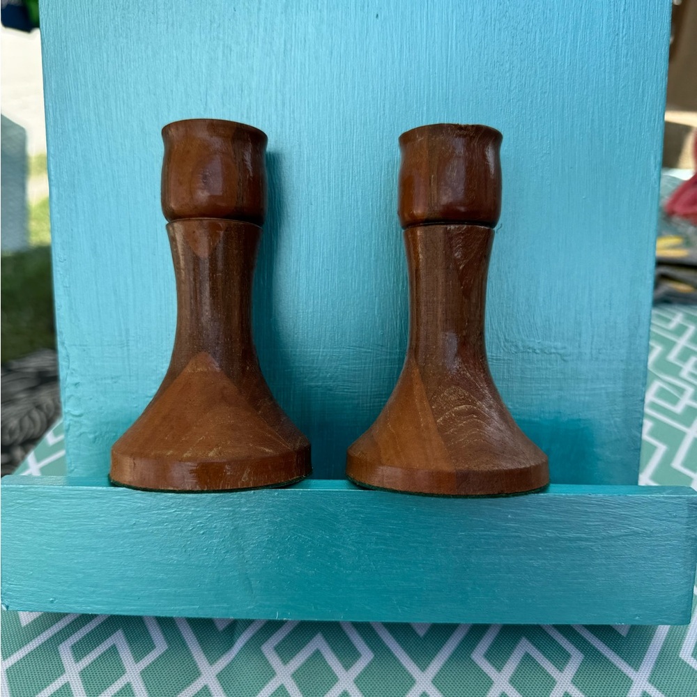 Vintage Wood Candle Holders